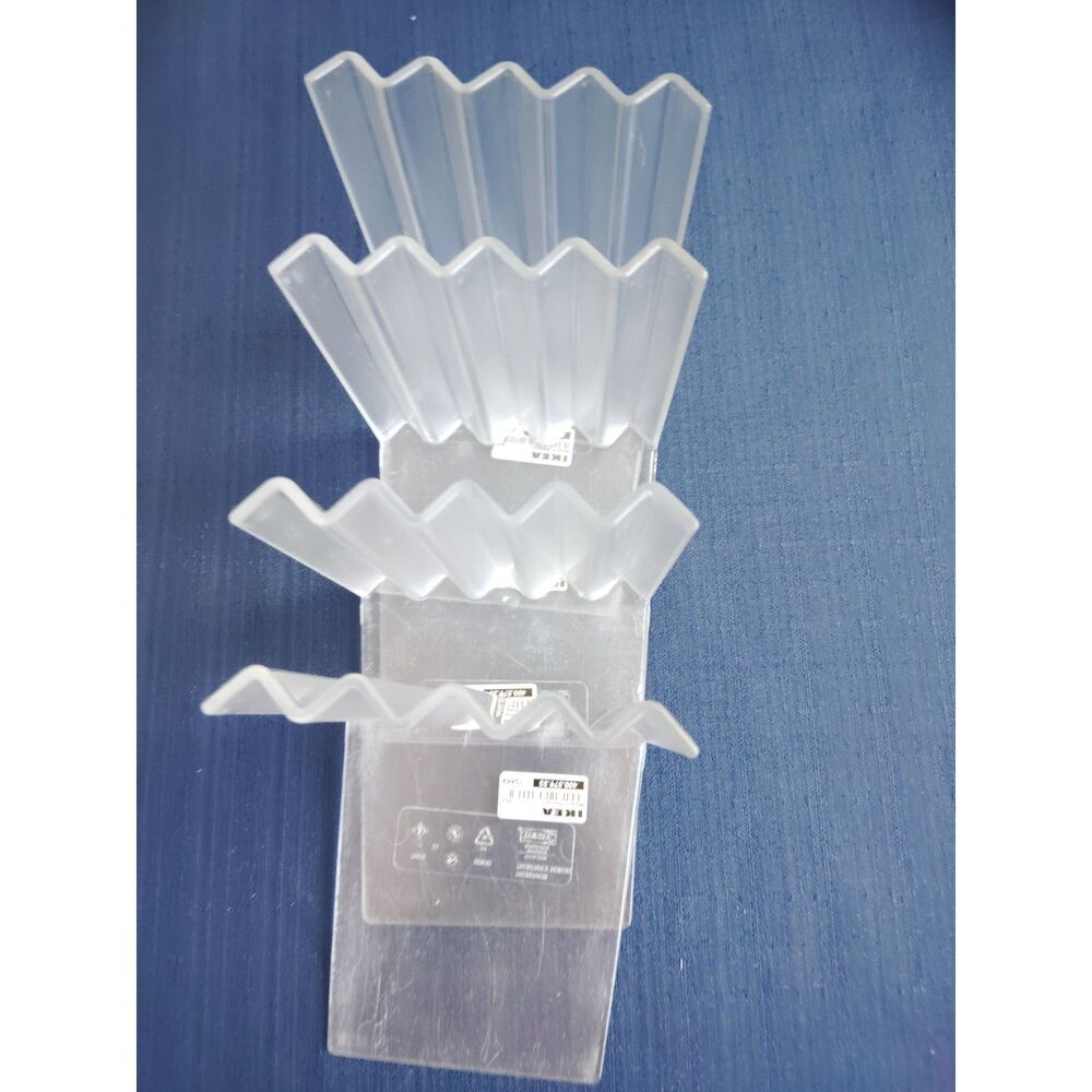 IKEA Zigzag Transparent Minimalist Acrylic Bookends Germany Made Lot of 4